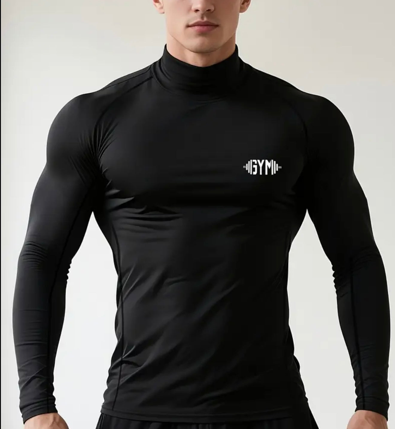 Camiseta de (JackFit) Compresión Manga Larga con Cuello Alto – “GYM Pro”